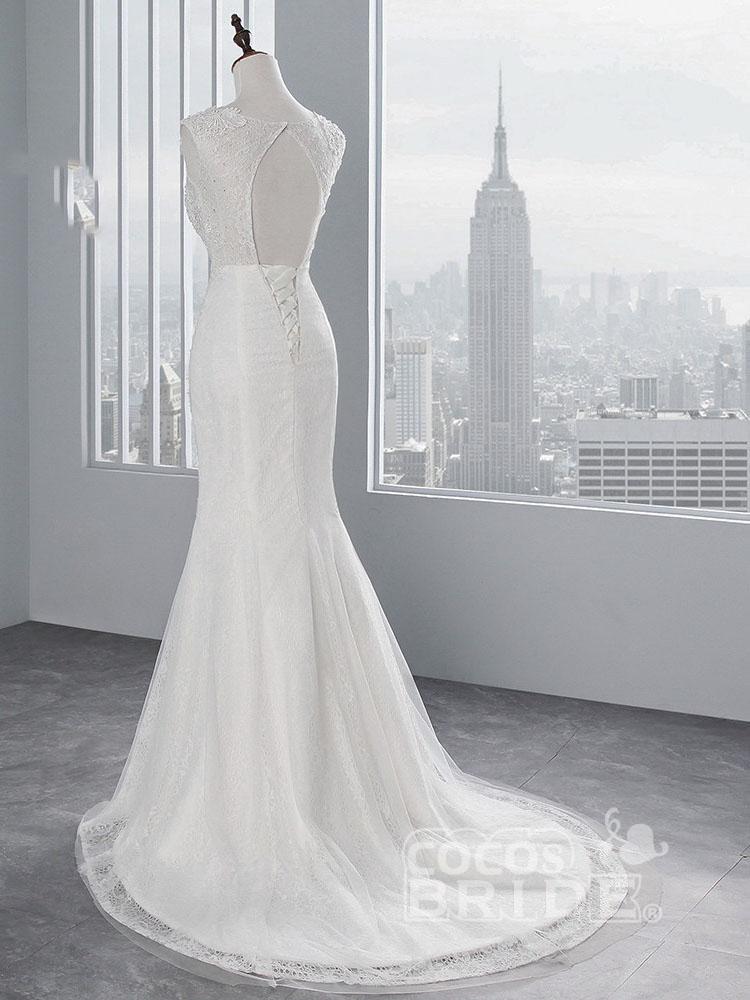 Elegant Long Lace Appliques Mermaid Wedding Dresses