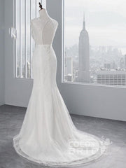 Elegant Long Lace Appliques Mermaid Wedding Dresses
