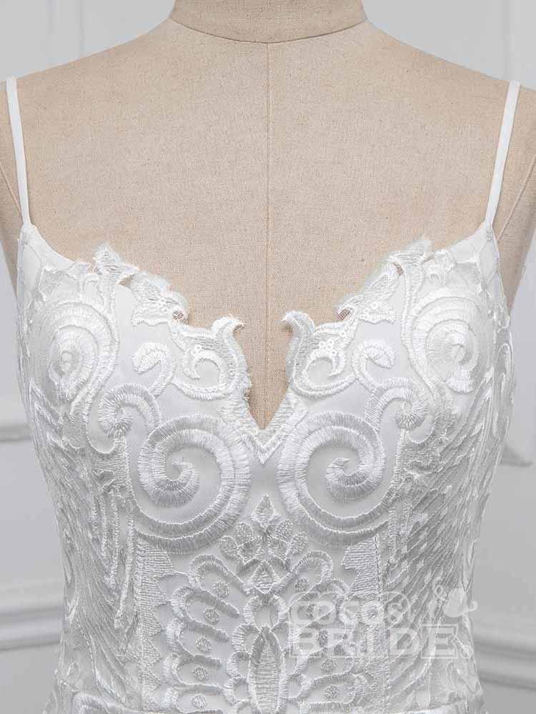 Elegant Long Spaghetti Strap Backless Mermaid Wedding Dresses