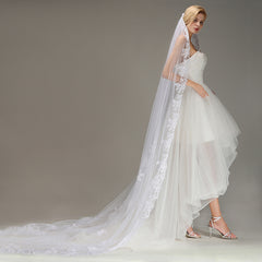 One Layer Lace Edge Wedding Veil