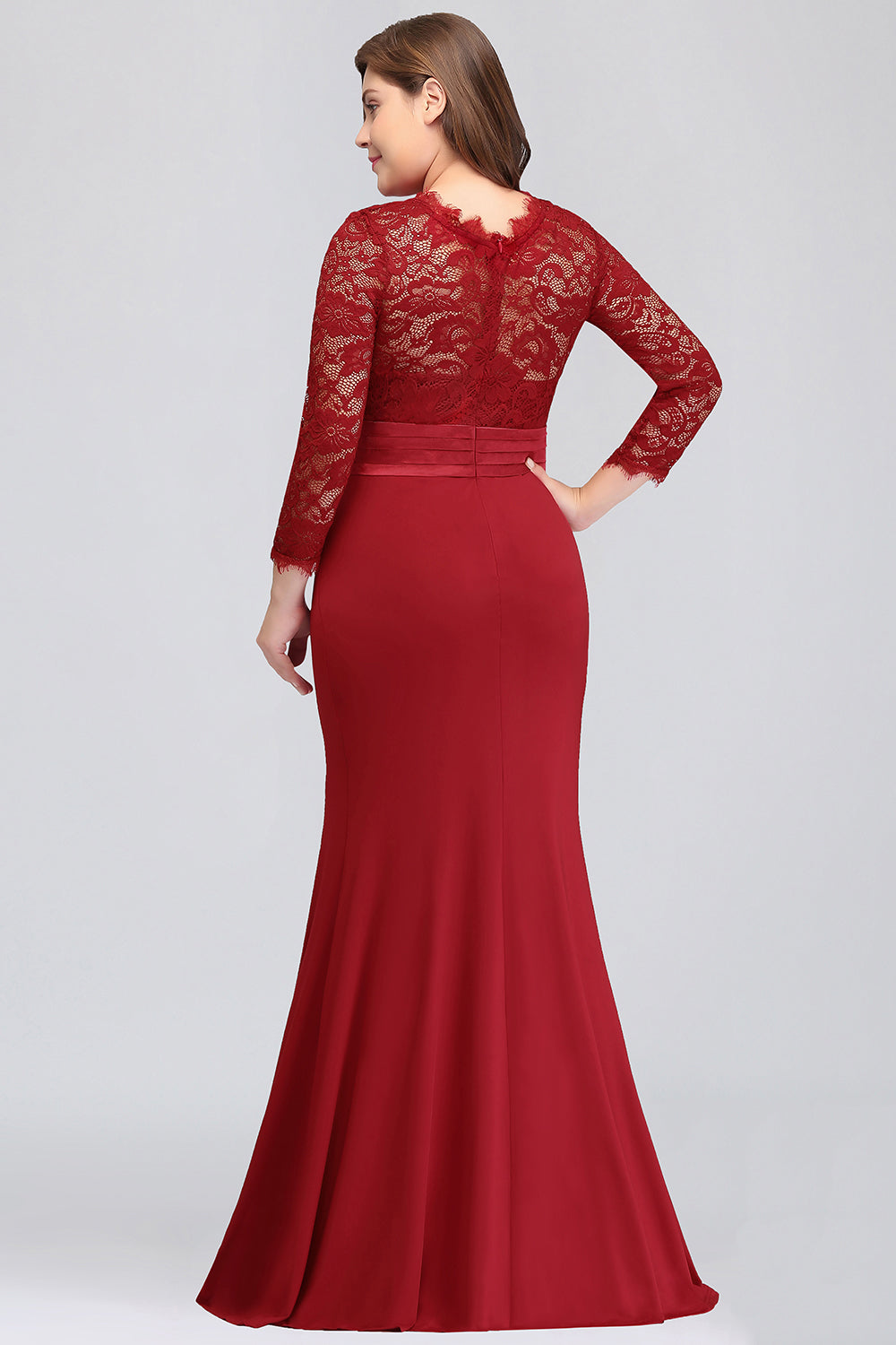 Charming Long Sleeve Bateau Lace Floor Length Mermaid Prom Dress