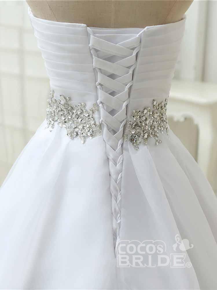 Long Ball Gown Sweetheart Lace-Up Ruffles Tulle Wedding Dresses
