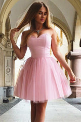 Sweetheart Strapless A-Line Tulle Short Homecoming Dress