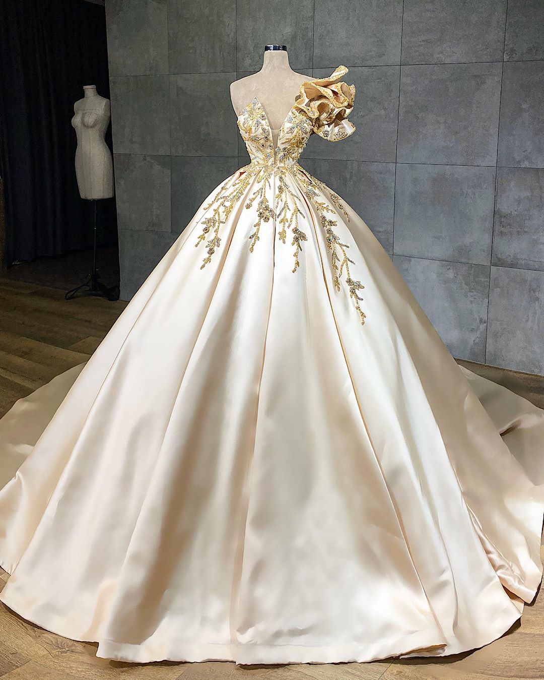 Classy Long A-Line Sweetheart Satin Ruffles Floor Length Wedding Dress