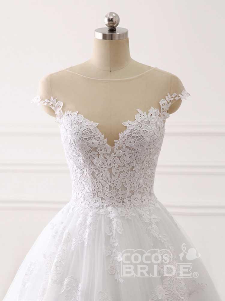 Long Tulle Lace Appliques Sweetheart Ball Gown Wedding Dresses
