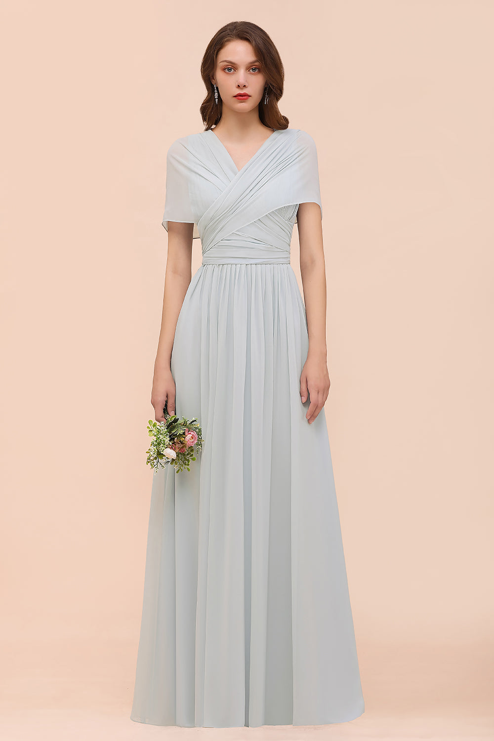 Infinity Chiffon A-Line Wedding Guest Dress Floor Length Bridesmaid Dress
