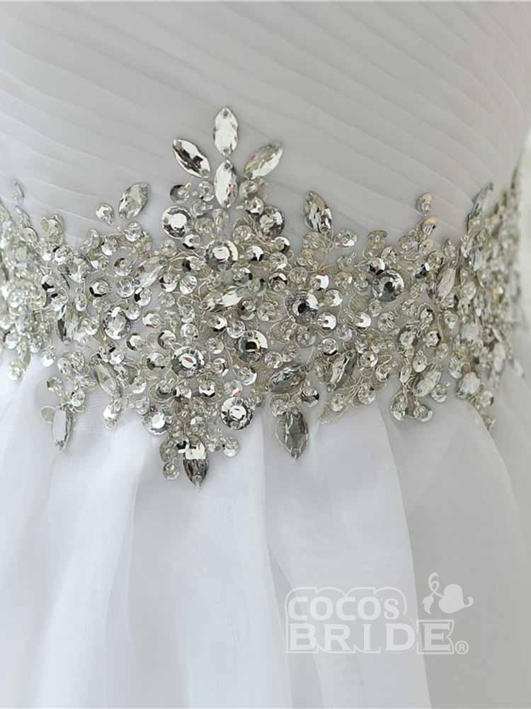 Long Ball Gown Sweetheart Lace-Up Ruffles Tulle Wedding Dresses