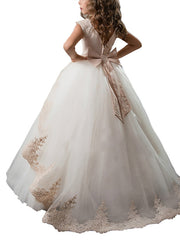 Long Ball Gown Tulle Lace Flower Girl Dresses For Weddings