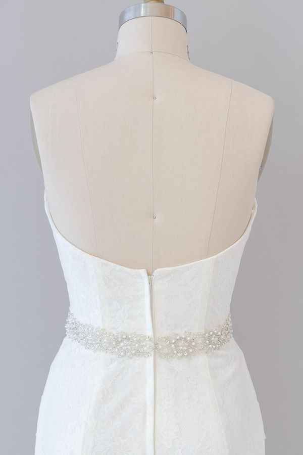 Elegant Long Mermaid Ruffle Sweetheart Lace Tulle Wedding Dress