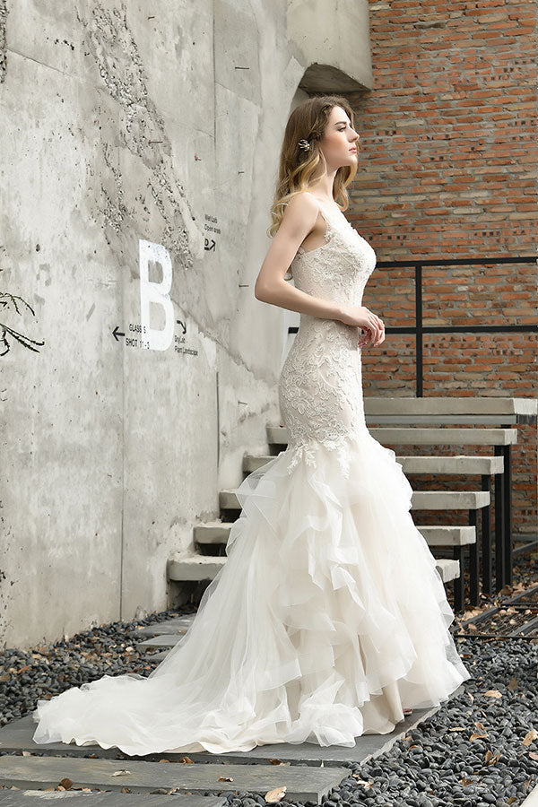 Gorgeous Long Sweetheart Appliques Lace Mermaid Wedding Dress