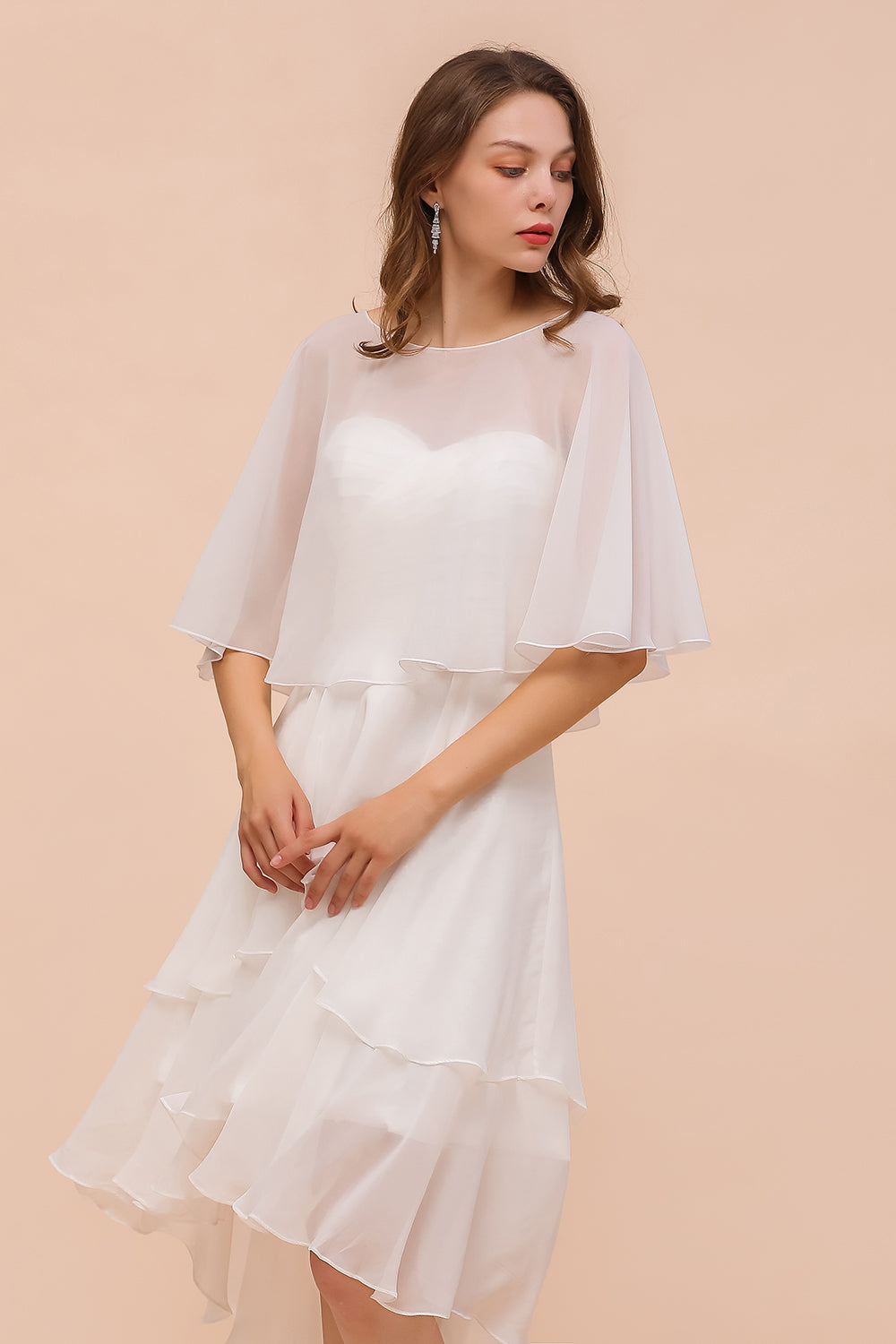 Jewel White Chiffon Special Occasions Wraps