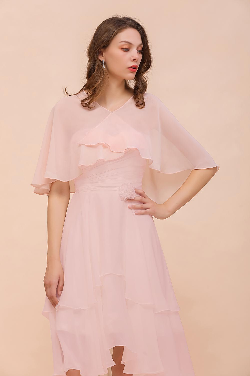 Pink Ruffle Chiffon Special Occasions Wraps
