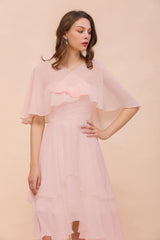 Pink Ruffle Chiffon Special Occasions Wraps