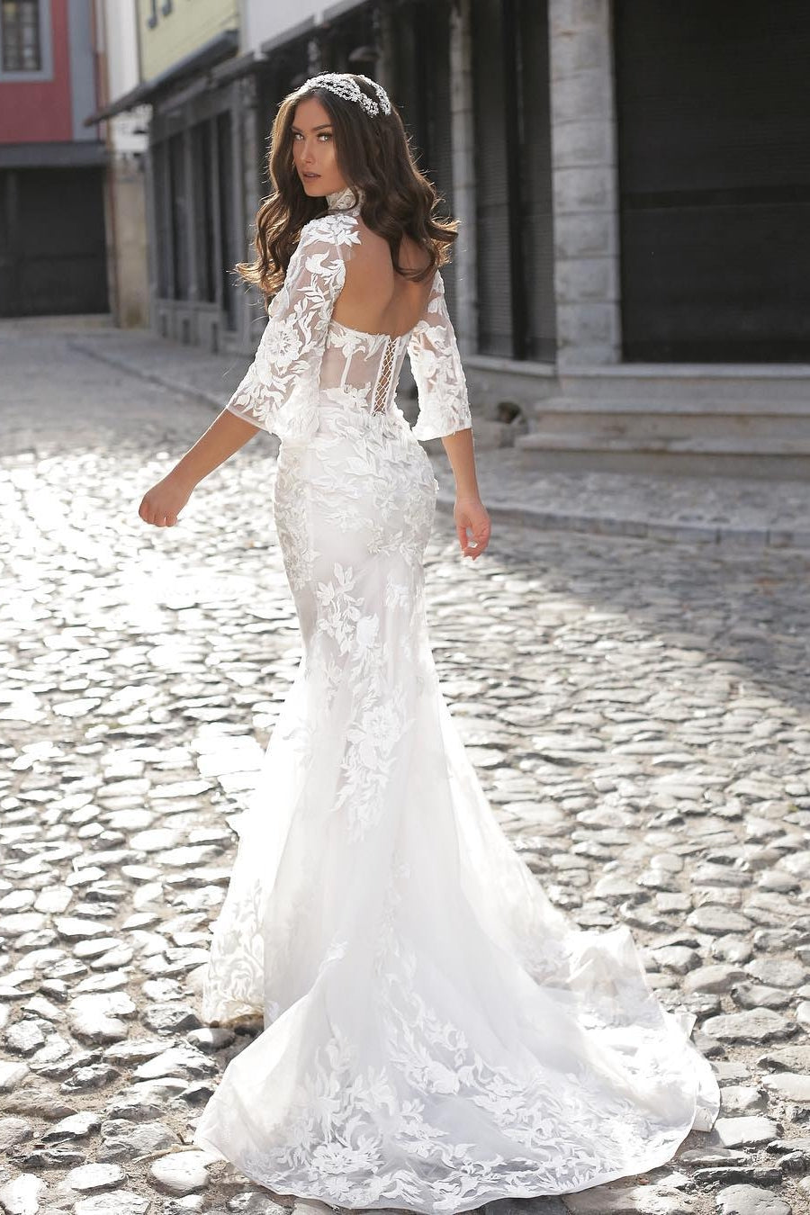 Beautiful Sweetheart White Long Sleeve Tulle Mermaid Wedding Dresses