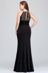 Plus Size Black Halter Spaghetti Straps Floor Length Ruffles Mermaid Prom Dress