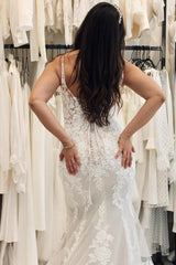 Sweetheart Lace Up Mermaid Long Open Back Lace Wedding Dress