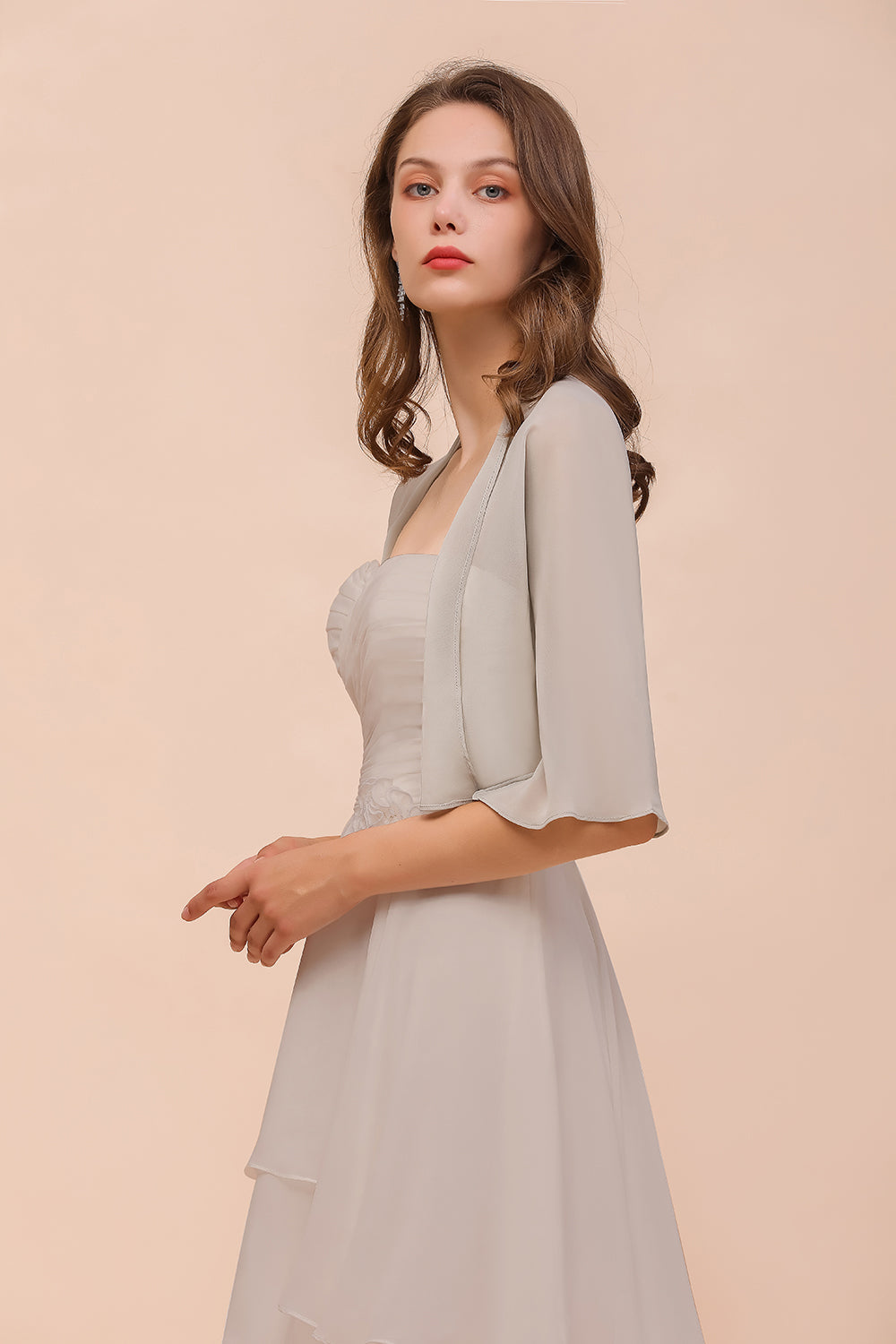 Silver Half Sleeves Chiffon Special Occasions Wraps