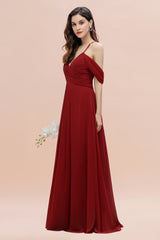 Elegant Long A-line Chiffon V-neck Bridesmaid Dress with Straps Cross Back
