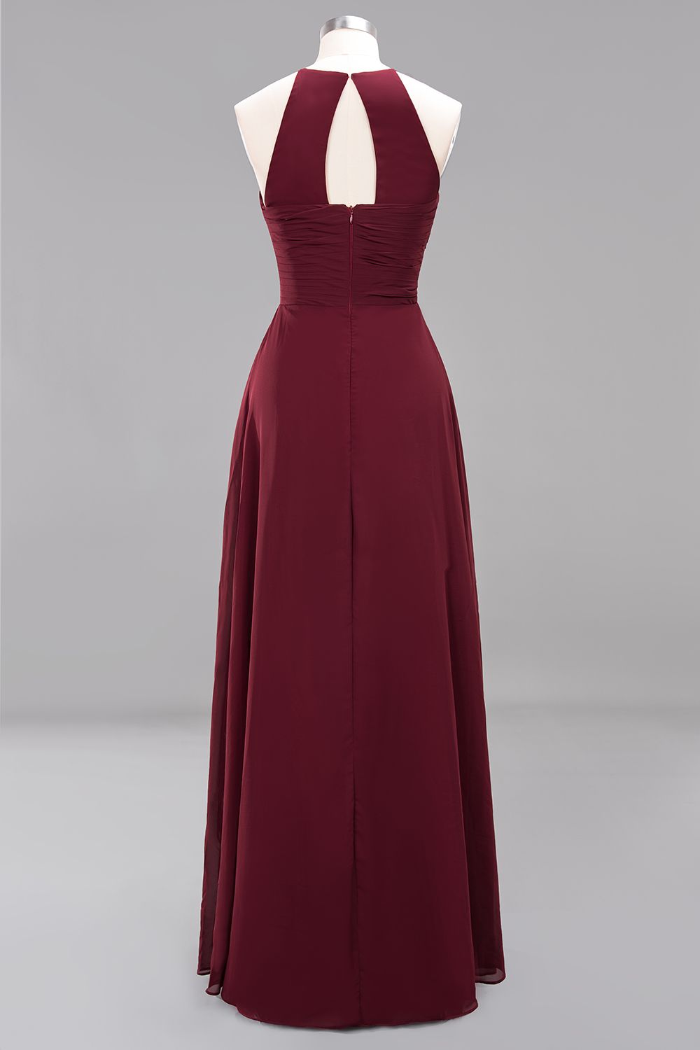 A-Line Chiffon Halter Ruffles Floor Length Bridesmaid Dress