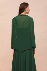 Dark Green Long Sleeve Chiffon Special Occasion Wraps
