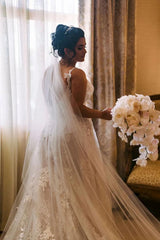 Plus Size Long A-line Sweetheart Tulle Floral Lace Wedding Dress