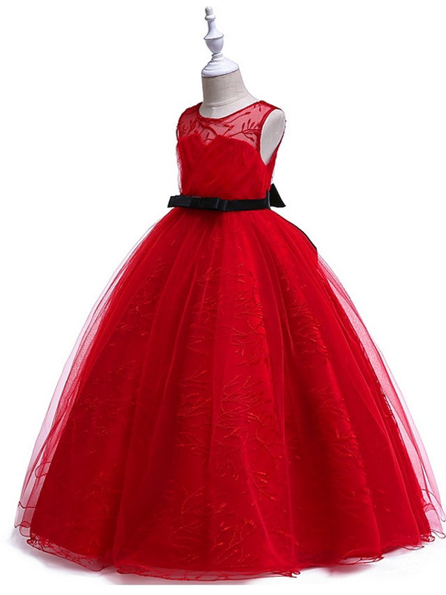 Long Ball Gown Floor Length Tulle Flower Girl Dresses