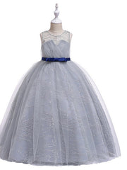 Long Ball Gown Floor Length Tulle Flower Girl Dresses