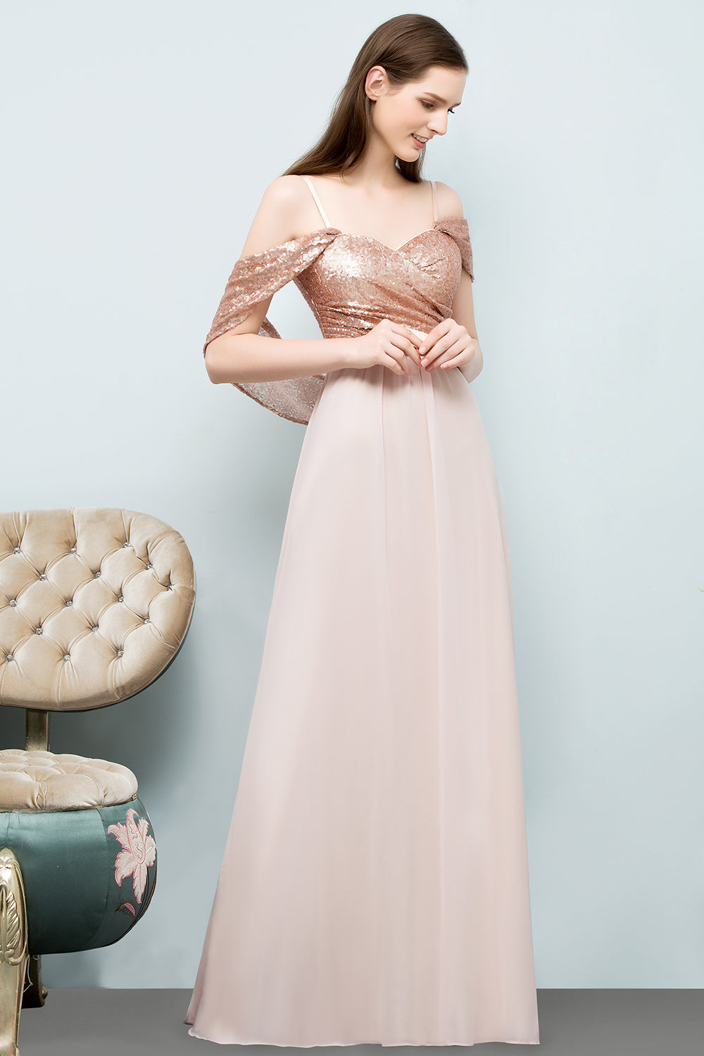 Chic Long Sweetheart Chiffon A-line Evening Dress