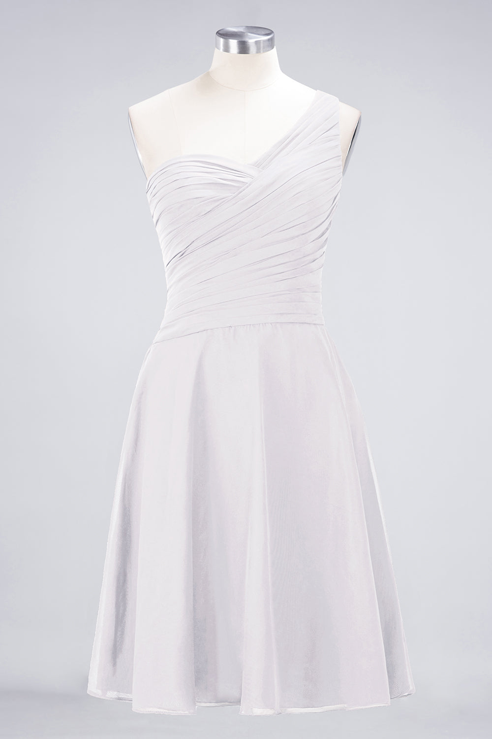 A-Line Chiffon One Shoulder Sweetheart Sleeveless Knee-Length Bridesmaid Dress with Ruffles