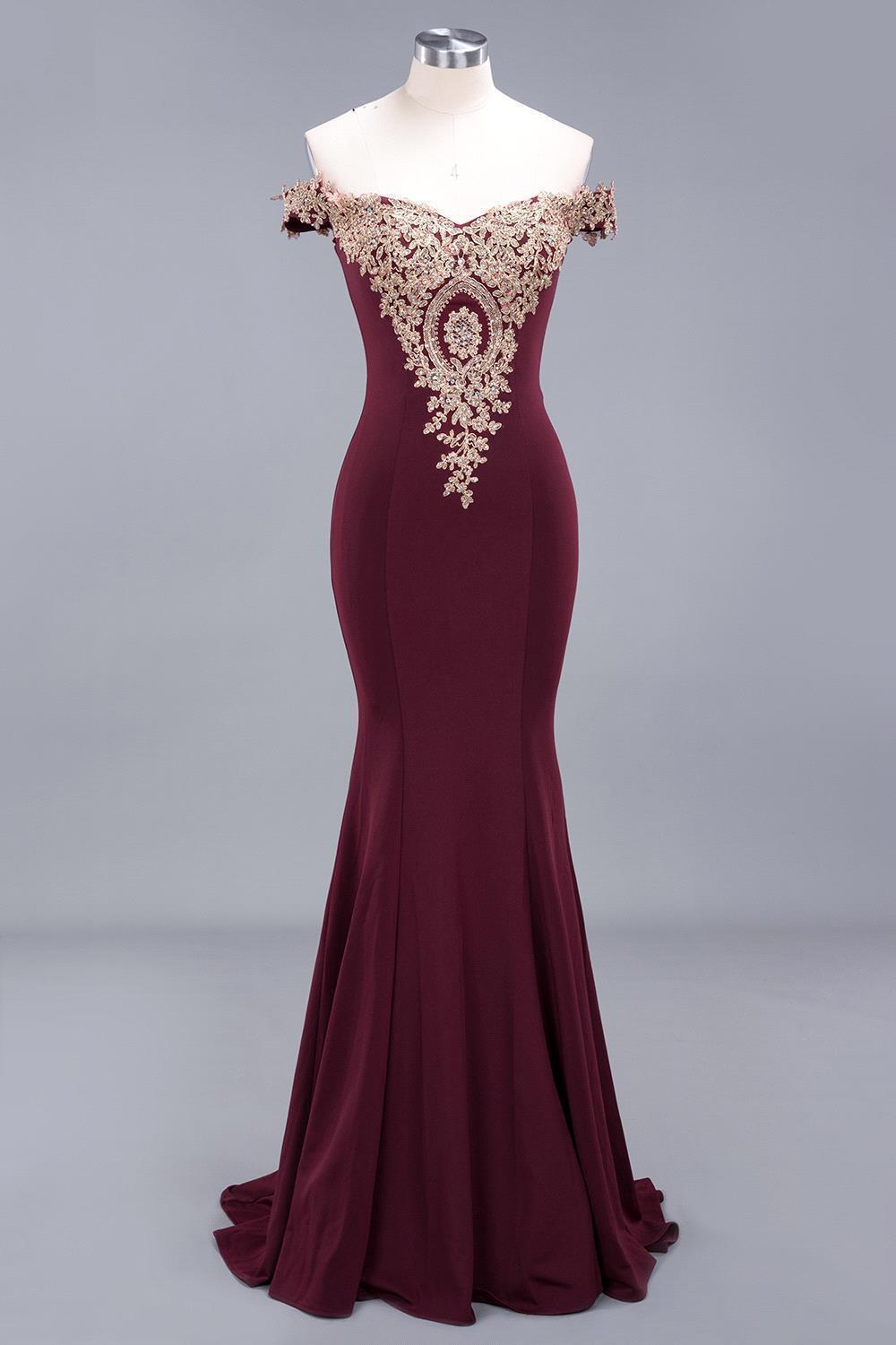 Dusty Rose Long Mermaid Off the Shoulder Satin Lace Formal Evening Dresses