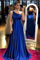 Elegant Long A-line One Shoulder Formal Evening Dress