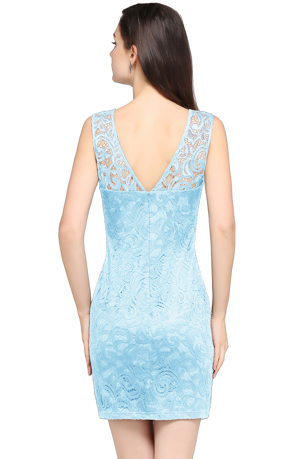 Short Mermaid Lace Sleeveless Knee Length Plus Size Formal Dress