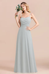 Spaghetti Straps Sweetheart A-Line Wedding Guest Dress Chiffon Bridesmaid Dress