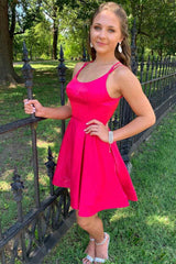 Simple Short A-line Satin Backless Homecoming Dress
