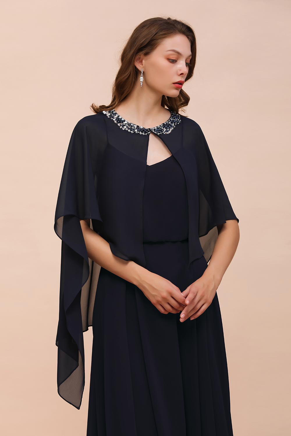 Chiffon Dark Navy Special Occasions Wrap