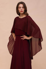 Chiffon Burgundy Long Special Occasions Wrap
