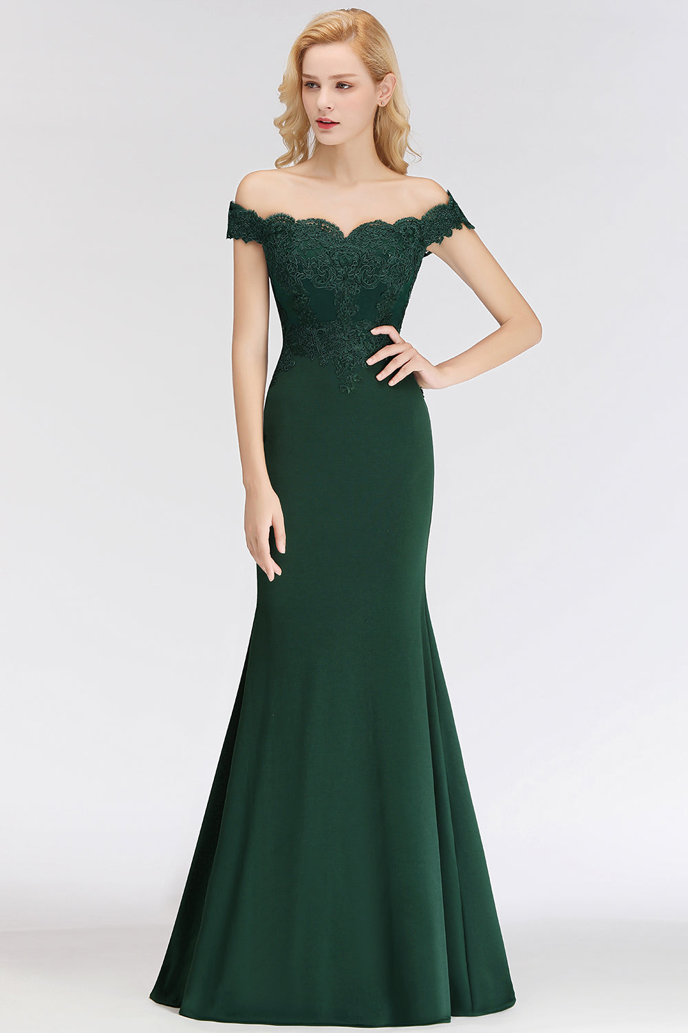 Elegant Long Mermaid Off the Shoulder Lace Bridesmaid Dresses