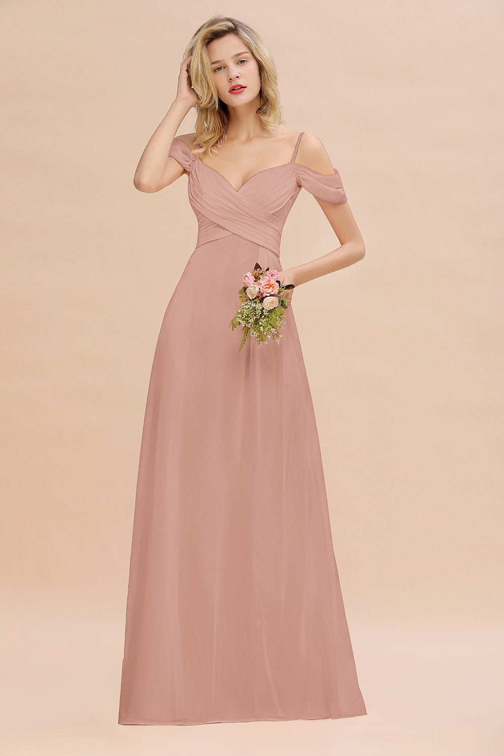 Spaghetti Straps Sweetheart Ruffles Bridesmaid Dress