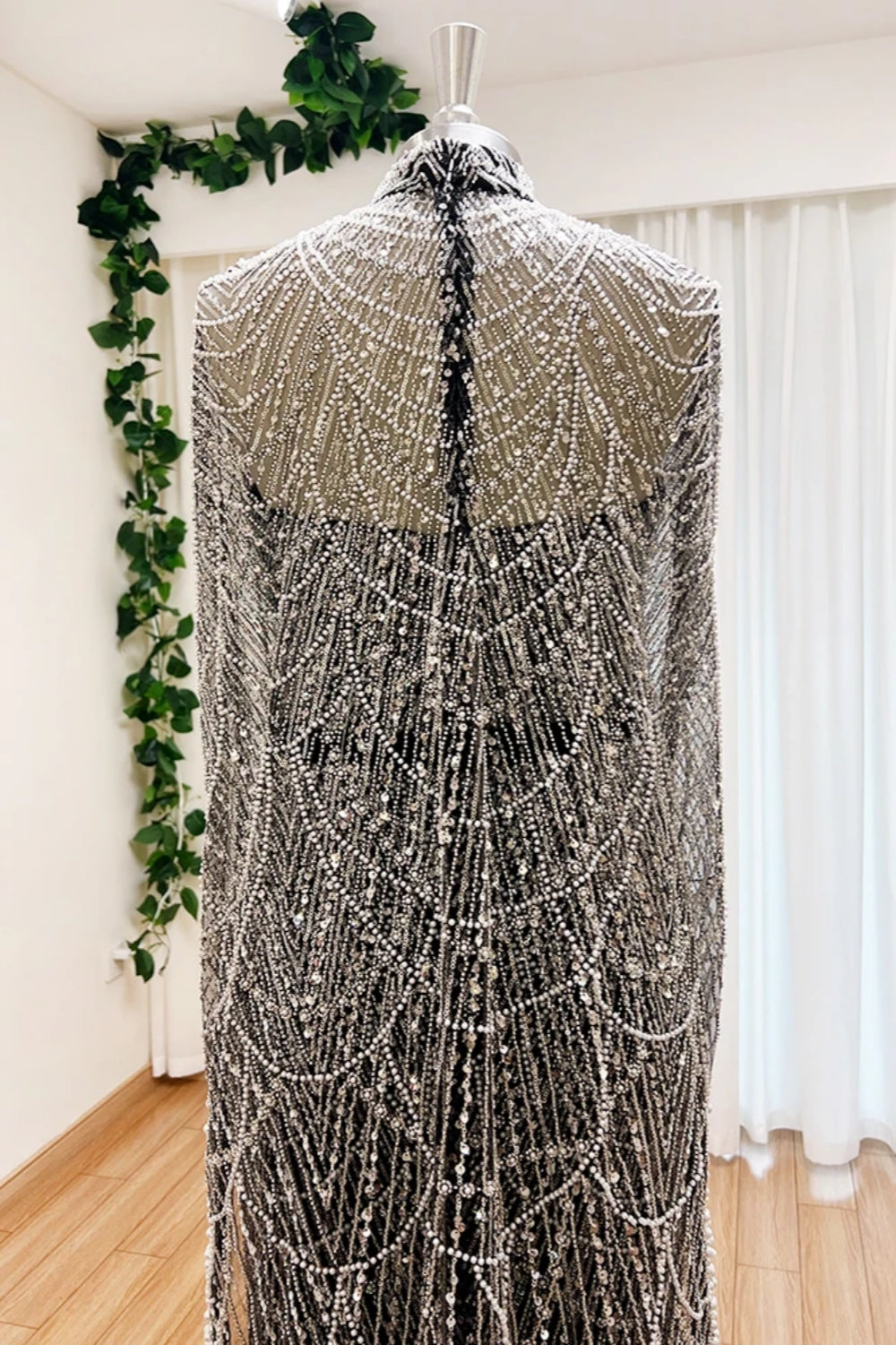 Elegant Long Mermaid High Neck Formal Evening Dress with Beads