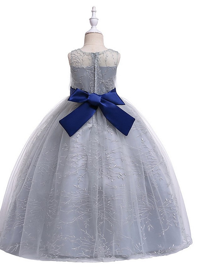 Long Ball Gown Floor Length Tulle Flower Girl Dresses