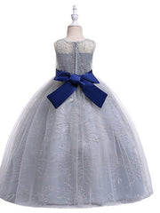 Long Ball Gown Floor Length Tulle Flower Girl Dresses