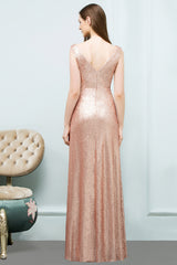 A-line Sequined Scoop Sleeveless Floor Length Bridesmaid Dress