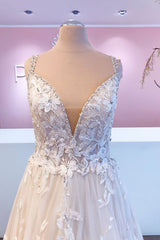 Long A-Line Sweetheart Appliques Lace Tulle Floor Length Wedding Dress