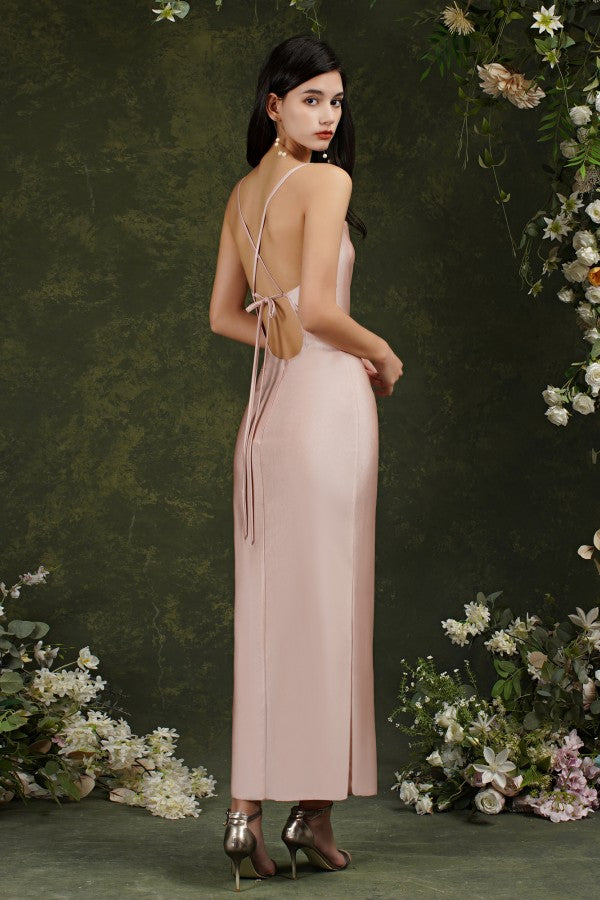 Long Mermaid Spaghetti Straps Backless Party Dresses with Slit