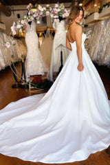 Elegant Long A-line Open Back Strapless Sweetheart Floor Length Wedding Dress