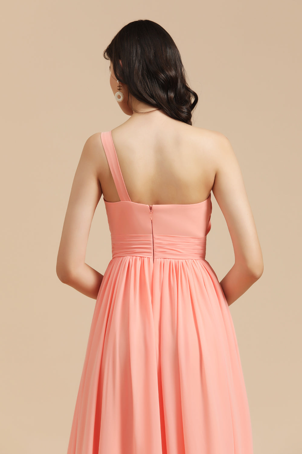 Long A-line One Shoulder Chiffon Bridesmaid Dress Wedding Party Dresses