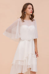 Jewel White Chiffon Special Occasions Wraps