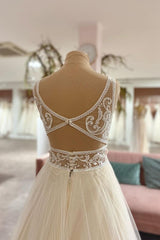 Long Sweetheart A-Line Tulle Floor Length Wedding Dress With Appliques Lace