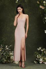Long Memmaid Sleeveless Spaghetti Straps Party Dresses with Slit