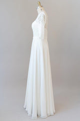 Elegant Long A-line Sweetheart Lace Chiffon Floor Length Wedding Dress